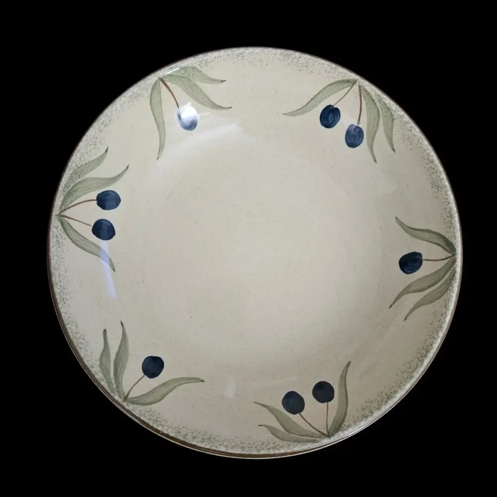 Pier 1 Katerini Cereal Bowls Set 2 Hand Painted Slovenia Blue Olive